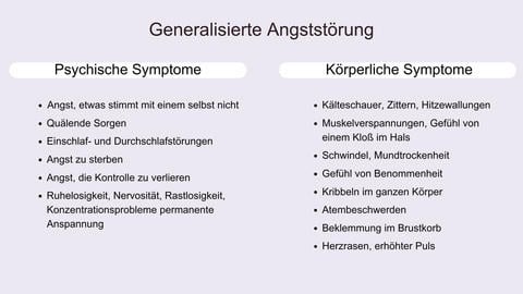 Generalisierte Angststörung: psychische und körperliche Symptome - © Canva