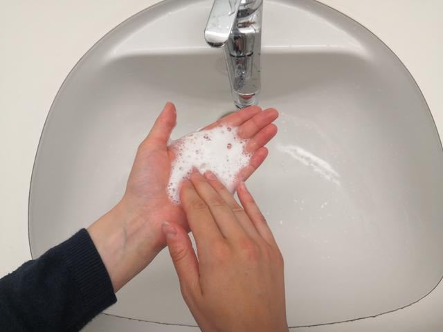 Hände waschen Handinnenfläche - © Schwabe Austria